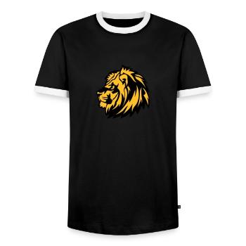 lion wild animals in 1710 - Men's Ringer Shirt - black/white - Front - AI Model Female 172 light (172cm) & AI Model Male 178 light (178cm)
