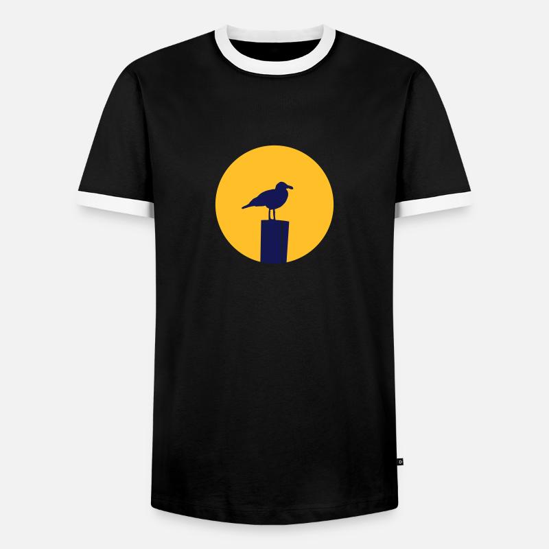 Möwe Sonne - Männer Kontrast-T-Shirt - Schwarz/Weiß