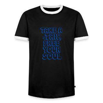 Reisen-Spruch-Eine Reise unternehmen... - Männer Kontrast-T-Shirt - Schwarz/Weiß - Vorne - AI Model Female 172 light (172cm) & AI Model Male 178 light (178cm)
