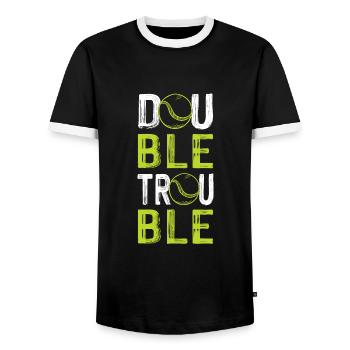 tennis double trouble - Männer Kontrast-T-Shirt - Schwarz/Weiß - Vorne - AI Model Female 172 light (172cm) & AI Model Male 178 light (178cm)