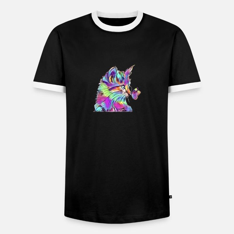 Rainbow Butterfly - Men's Ringer Shirt - black/white