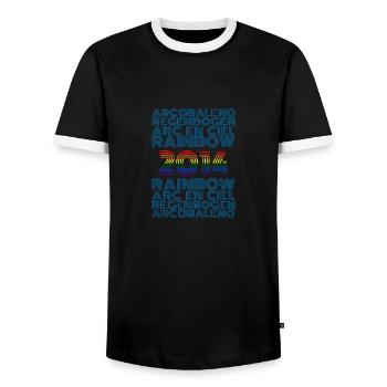 2014 - Men's Ringer Shirt - black/white - Front - AI Model Female 172 light (172cm) & AI Model Male 178 light (178cm)