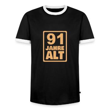 Alt 91 - Männer Kontrast-T-Shirt - Schwarz/Weiß - Vorne - AI Model Female 172 light (172cm) & AI Model Male 178 light (178cm)