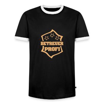 Betreuer als Beruf - Männer Kontrast-T-Shirt - Schwarz/Weiß - Vorne - AI Model Female 172 light (172cm) & AI Model Male 178 light (178cm)