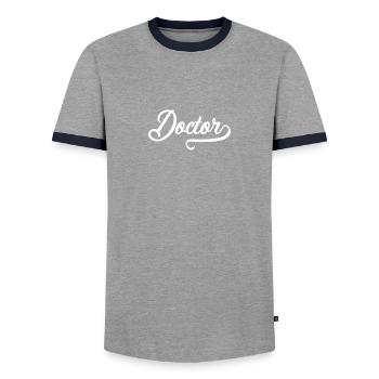 Doctor - Men's Ringer Shirt - grey/navy  - Front - AI Model Female 172 light (172cm) & AI Model Male 178 light (178cm)