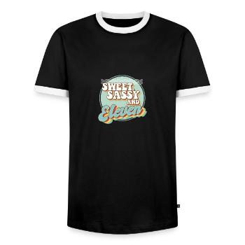 Sweet Sassy 11 11e anniversaire fête célébrant le jour du jour - T-shirt contrasté Homme - noir/blanc - Devant - AI Model Female 172 light (172cm) & AI Model Male 178 light (178cm)