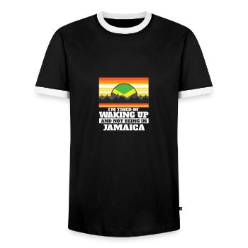 Je suis fatigué de me réveiller et de ne pas être en Jamaïque - T-shirt contrasté Homme - noir/blanc - Devant - AI Model Female 172 light (172cm) & AI Model Male 178 light (178cm)