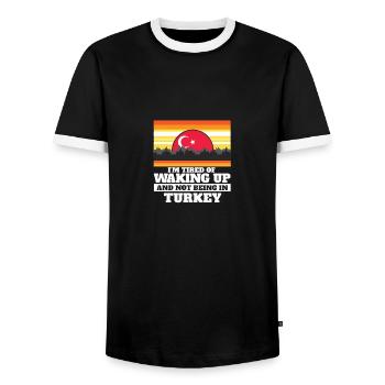 Im Tired of Waking Up and Not Being In Turkey - Männer Kontrast-T-Shirt - Schwarz/Weiß - Vorne - AI Model Female 172 light (172cm) & AI Model Male 178 light (178cm)