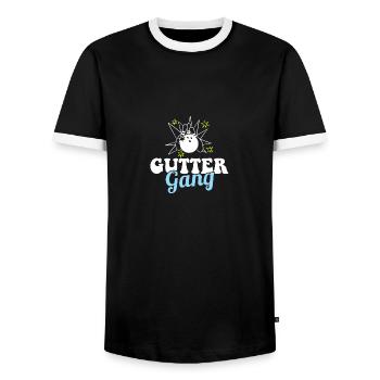 Gutter Gang Funny Bowling Team Club Coach Bowler - Männer Kontrast-T-Shirt - Schwarz/Weiß - Vorne - AI Model Female 172 light (172cm) & AI Model Male 178 light (178cm)