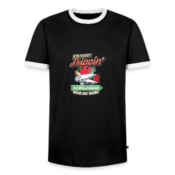 Straight Trippin To Bangladesh With My Tribe - Men's Ringer Shirt - black/white - Front - AI Model Female 172 light (172cm) & AI Model Male 178 light (178cm)