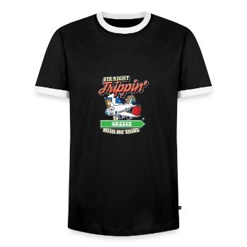 Straight Trippin' To Greece With My Tribe Family - Men's Ringer Shirt - black/white - Front - AI Model Female 172 light (172cm) & AI Model Male 178 light (178cm)