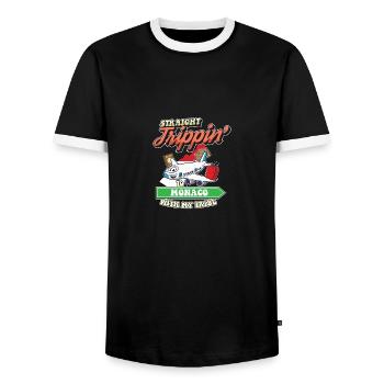 Voyage direct à Monaco avec ma famille de tribu - T-shirt contrasté Homme - noir/blanc - Devant - AI Model Female 172 light (172cm) & AI Model Male 178 light (178cm)