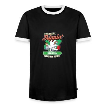 Straight Trippin' To Nigeria With My Tribe Family - Men's Ringer Shirt - black/white - Front - AI Model Female 172 light (172cm) & AI Model Male 178 light (178cm)