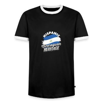 Hispanic Nicaraguan Heritage Nicaragua Heritage - Men's Ringer Shirt - black/white - Front - AI Model Female 172 light (172cm) & AI Model Male 178 light (178cm)