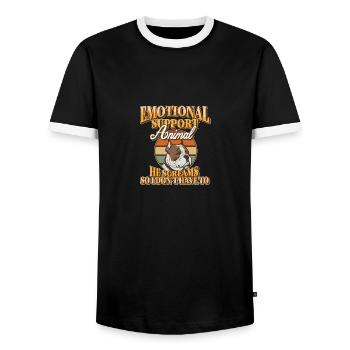 Emotionales Unterstützungstier Er schreit, damit ich es nicht tue - Männer Kontrast-T-Shirt - Schwarz/Weiß - Vorne - AI Model Female 172 light (172cm) & AI Model Male 178 light (178cm)