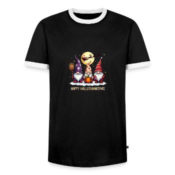 Bonne célébration des gnomes Hallothanksmas - T-shirt contrasté Homme - noir/blanc - Devant - AI Model Female 172 light (172cm) & AI Model Male 178 light (178cm)