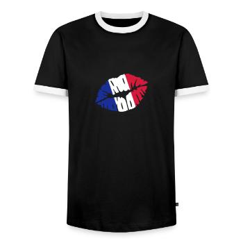 France - T-shirt contrasté Homme - noir/blanc - Devant - AI Model Female 172 light (172cm) & AI Model Male 178 light (178cm)