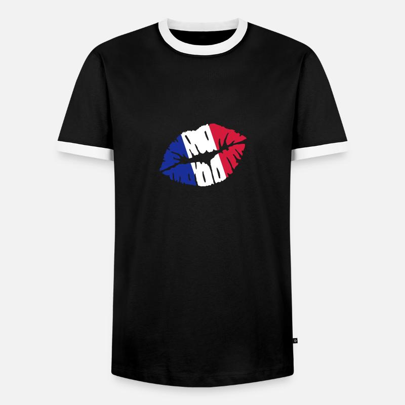 Frankreich - Männer Kontrast-T-Shirt - Schwarz/Weiß