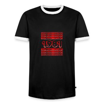 Witzig 1981 - T-shirt contrasté Homme - noir/blanc - Devant - AI Model Female 172 light (172cm) & AI Model Male 178 light (178cm)