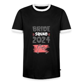 Bride Squad 2024 Verre à vin Team - T-shirt contrasté Homme - noir/blanc - Devant - AI Model Female 172 light (172cm) & AI Model Male 178 light (178cm)