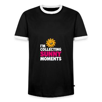 Sunny Summer Moments Vibes Summer Sun - Men's Ringer Shirt - black/white - Front - AI Model Female 172 light (172cm) & AI Model Male 178 light (178cm)