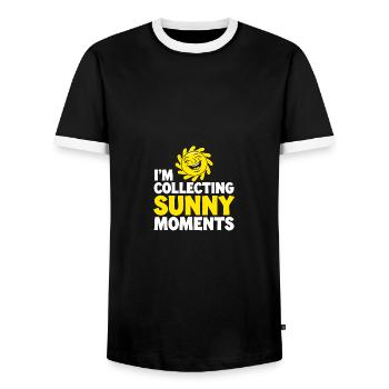 Sunny Summer Moments Vibes Summer Sun - Men's Ringer Shirt - black/white - Front - AI Model Female 172 light (172cm) & AI Model Male 178 light (178cm)