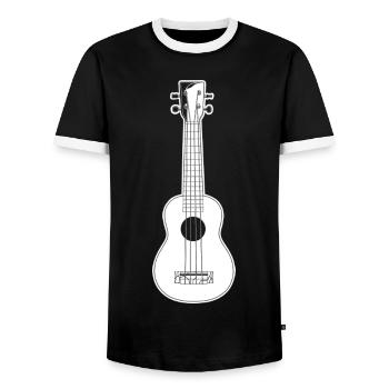 Croquis de ukulélé - T-shirt contrasté Homme - noir/blanc - Devant - AI Model Female 172 light (172cm) & AI Model Male 178 light (178cm)
