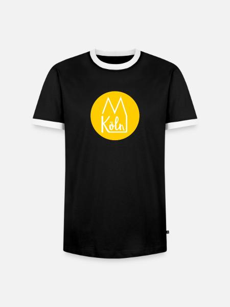 Köln mit Dom gelb - Männer Kontrast-T-Shirt - Schwarz/Weiß