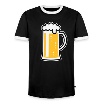 XOriginalBayrisch (R3) - Männer Kontrast-T-Shirt - Schwarz/Weiß - Vorne - AI Model Female 172 light (172cm) & AI Model Male 178 light (178cm)