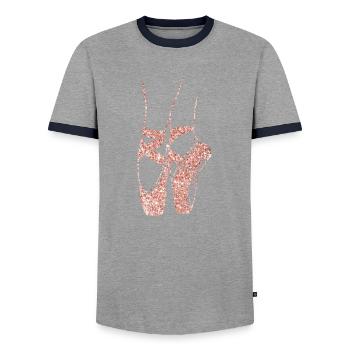 Ballerina Ballettschuhe Cool Toe Tanzen Pointe - Männer Kontrast-T-Shirt - Grau/Navy  - Vorne - AI Model Female 172 light (172cm) & AI Model Male 178 light (178cm)
