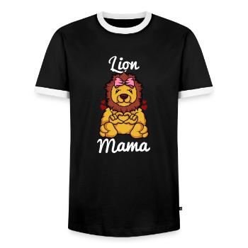 Lion Mama Herz Damen Mädchen Löwen Liebe Löwenmama - Männer Kontrast-T-Shirt - Schwarz/Weiß - Vorne - AI Model Female 172 light (172cm) & AI Model Male 178 light (178cm)