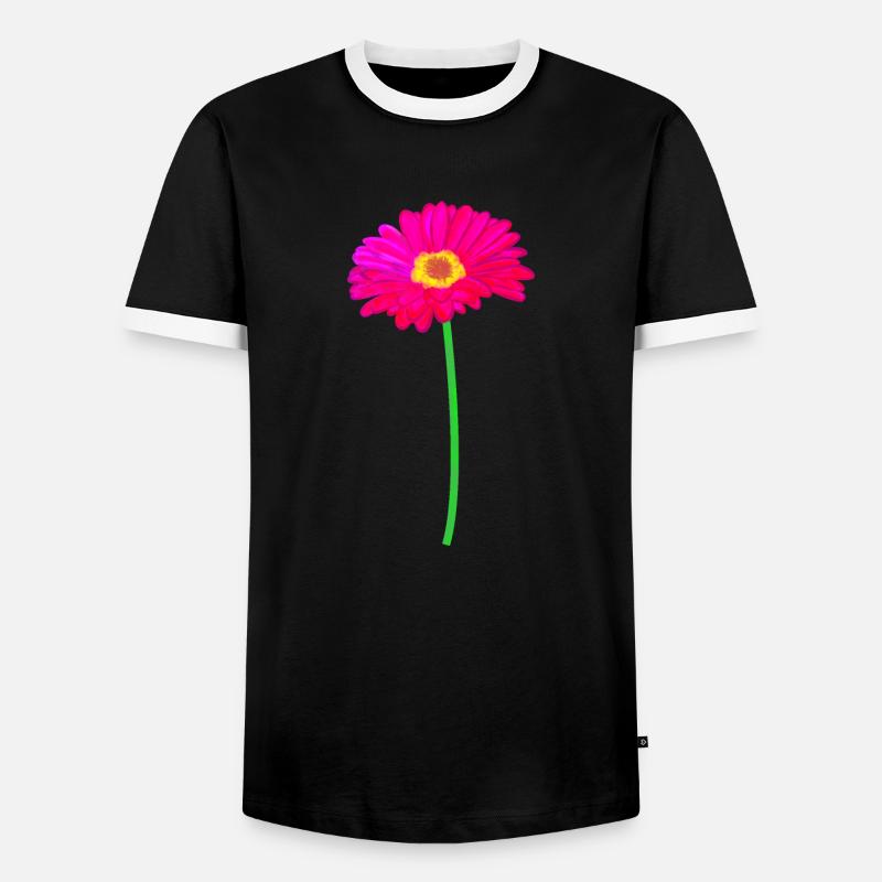 Gerbera - Männer Kontrast-T-Shirt - Schwarz/Weiß