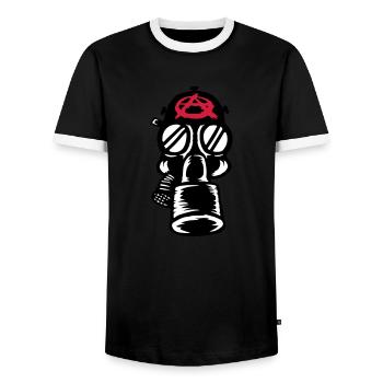 Anarchy Punk Gas Mask Rétro - T-shirt contrasté Homme - noir/blanc - Devant - AI Model Female 172 light (172cm) & AI Model Male 178 light (178cm)