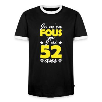 j'ai 52 ans / cadeau anniversaire 52 ans - T-shirt contrasté Homme - noir/blanc - Devant - AI Model Female 172 light (172cm) & AI Model Male 178 light (178cm)