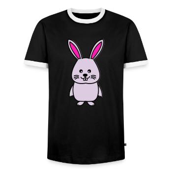 hase comic - Männer Kontrast-T-Shirt - Schwarz/Weiß - Vorne - AI Model Female 172 light (172cm) & AI Model Male 178 light (178cm)