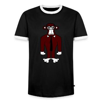 Clever Nerd Gorilla Horn-Rimmed Glasses Geek Tie Fun - Men's Ringer Shirt - black/white - Front - AI Model Female 172 light (172cm) & AI Model Male 178 light (178cm)