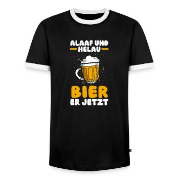 Costume de carnaval Boire de la bière Carnaval Carnaval - T-shirt contrasté Homme - noir/blanc - Devant - AI Model Female 172 light (172cm) & AI Model Male 178 light (178cm)