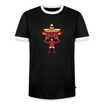 mustache schnurrbart mexikaner hut sombrero südame - Männer Kontrast-T-Shirt - Schwarz/Weiß - Vorne - AI Model Female 172 light (172cm) & AI Model Male 178 light (178cm)