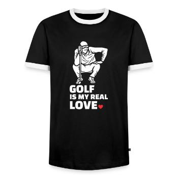 Ich Liebe Golf - Männer Kontrast-T-Shirt - Schwarz/Weiß - Vorne - AI Model Female 172 light (172cm) & AI Model Male 178 light (178cm)