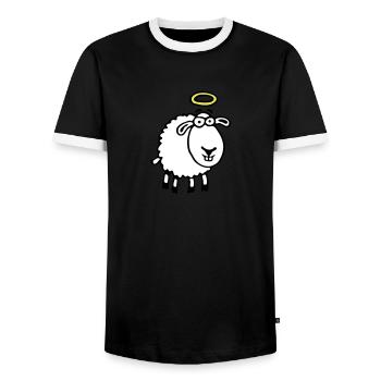 unschuldslamm_042012_e_3c - T-shirt contrasté Homme - noir/blanc - Devant - AI Model Female 172 light (172cm) & AI Model Male 178 light (178cm)