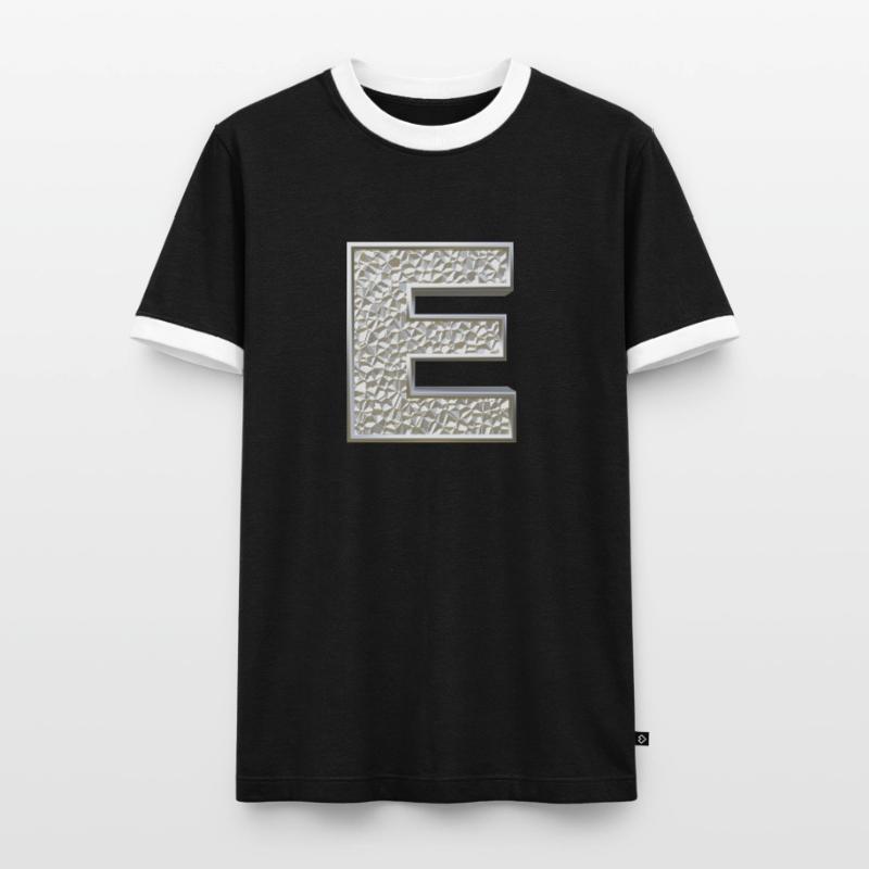 E, letter, letter E, initial, initial E, monogram, Men's Ringer Shirt