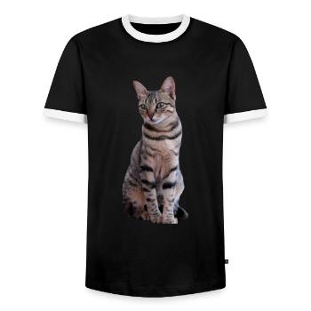 Cat Cats Sweet Kitten Christmas Gift - Men's Ringer Shirt - black/white - Front - AI Model Female 172 light (172cm) & AI Model Male 178 light (178cm)