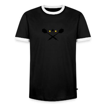 Dart Pfeile - zweifarbig - Männer Kontrast-T-Shirt - Schwarz/Weiß - Vorne - AI Model Female 172 light (172cm) & AI Model Male 178 light (178cm)