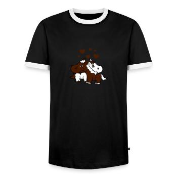2 couples quelques coeurs aiment l'amour entre frè - T-shirt contrasté Homme - noir/blanc - Devant - AI Model Female 172 light (172cm) & AI Model Male 178 light (178cm)