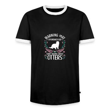 Tenue de loutre Amoureux de la loutre de mer - T-shirt contrasté Homme - noir/blanc - Devant - AI Model Female 172 light (172cm) & AI Model Male 178 light (178cm)