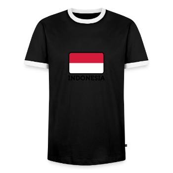 Drapeau national de l Indonésie - T-shirt contrasté Homme - noir/blanc - Devant - AI Model Female 172 light (172cm) & AI Model Male 178 light (178cm)