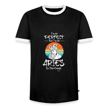 Sternzeichen Widder - Männer Kontrast-T-Shirt - Schwarz/Weiß - Vorne - AI Model Female 172 light (172cm) & AI Model Male 178 light (178cm)
