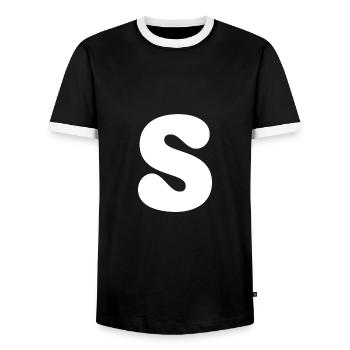 S - Männer Kontrast-T-Shirt - Schwarz/Weiß - Vorne - AI Model Female 172 light (172cm) & AI Model Male 178 light (178cm)