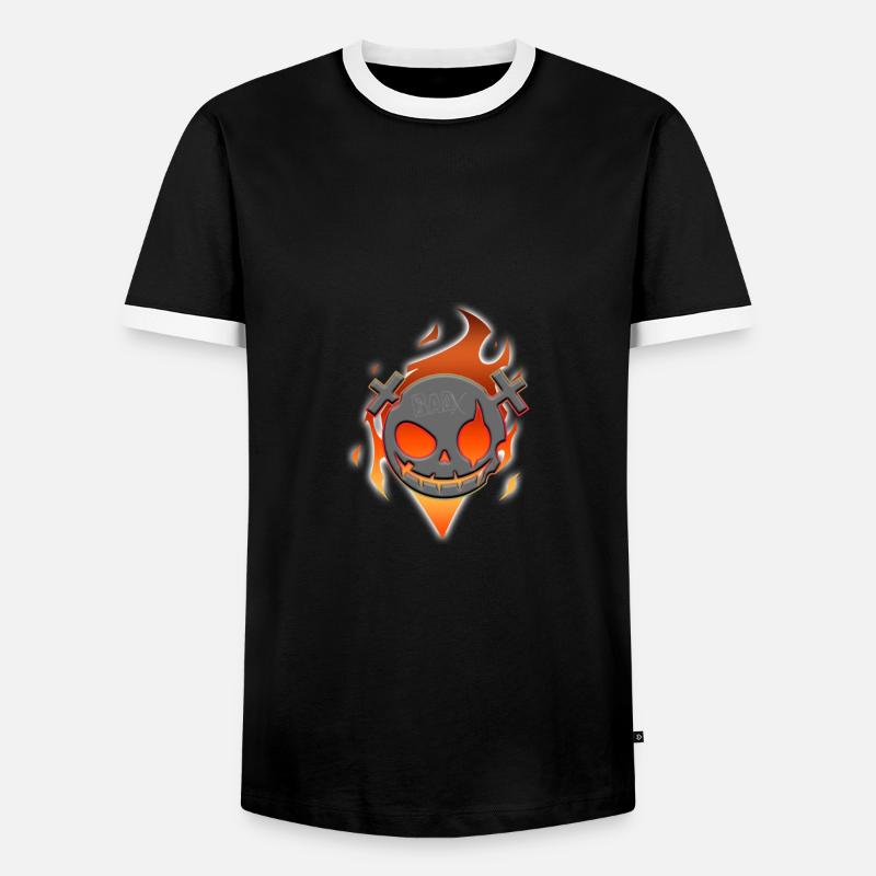 Comic Flame Skull - Männer Kontrast-T-Shirt - Schwarz/Weiß