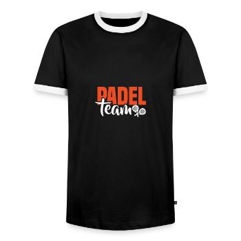 Padel Tennis Paddle Padel Ball Pagayer Padel Tennis - T-shirt contrasté Homme - noir/blanc - Devant - AI Model Female 172 light (172cm) & AI Model Male 178 light (178cm)